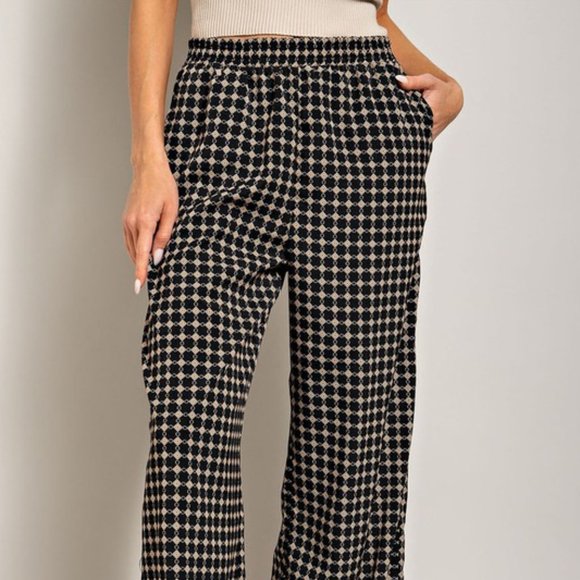 Black Retro Print Trousers - Picture 4 of 4